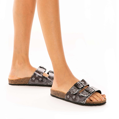 Mc2 Saint Barth Woman Black Cork Sandals In Black