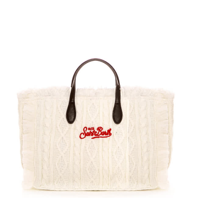 Mc2 Saint Barth White Tricot Handbag In White