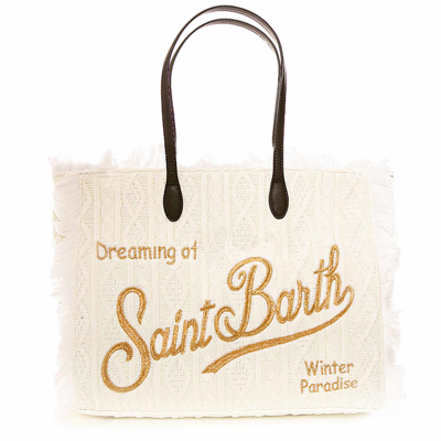 Shop Mc2 Saint Barth Vanity Wooly White Tricot Shoulder Bag