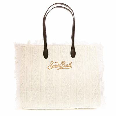 Shop Mc2 Saint Barth Vanity Wooly White Tricot Shoulder Bag