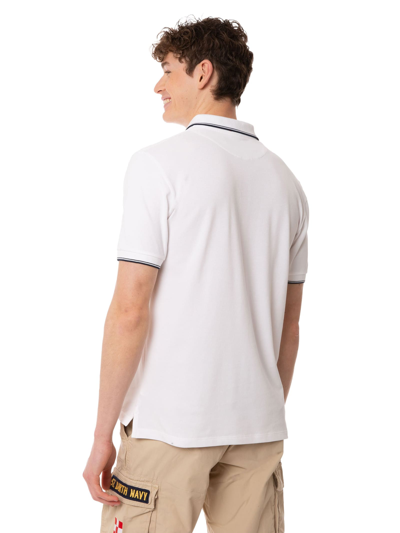 Shop Mc2 Saint Barth White Piquet Polo With St. Barth Logo