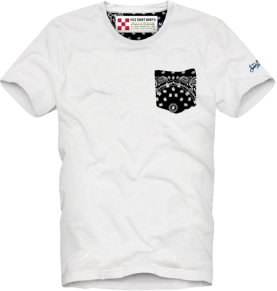 Shop Mc2 Saint Barth White Man T-shirt With Pocket In Black