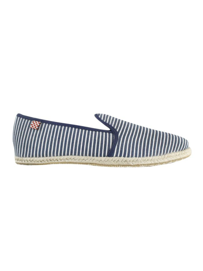 Shop Mc2 Saint Barth White And Blue Striped Canvas Shoes