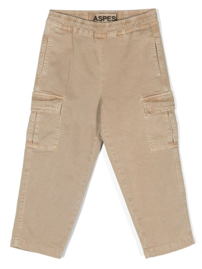 Shop Aspesi Beige Cotton Cargo Kids Trousers