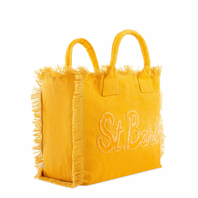 Mc2 Saint Barth Vanity Ochre Canvas Shoulder Bag In Yellow