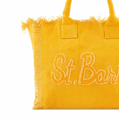 Mc2 Saint Barth Vanity Ochre Canvas Shoulder Bag In Yellow