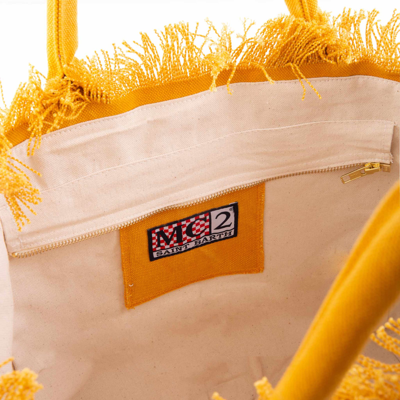 Mc2 Saint Barth Vanity Ochre Canvas Shoulder Bag In Yellow