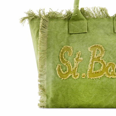Shop Mc2 Saint Barth Vanity Green Canvas Shoulder Bag