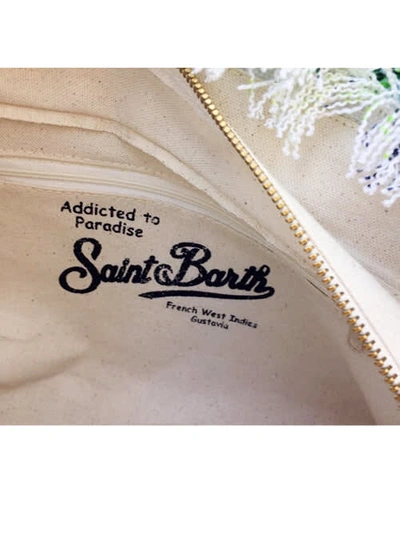 Shop Mc2 Saint Barth Vanity Canvas Shoulder Bag With Stripes Print In Pink