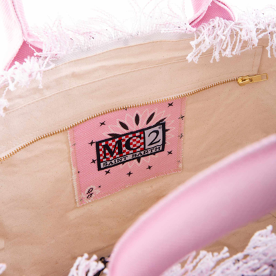 Shop Mc2 Saint Barth Vanity Canvas Shoulder Bag With Pink Bandanna Print