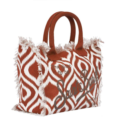 Mc2 Saint Barth Vanity Canvas Shoulder Bag With Ikat Print In Brown