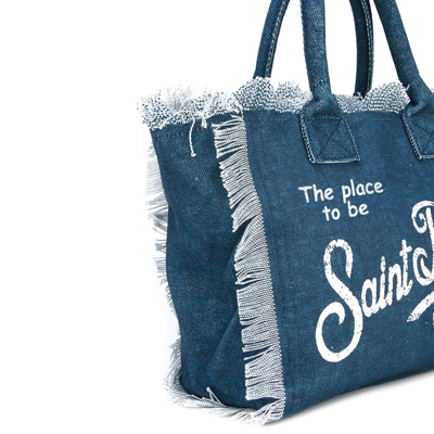 Mc2 Saint Barth Vanity Indigo Canvas Shoulder Bag In Blue
