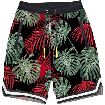 Shop Mc2 Saint Barth Tropical Print Swim Shorts Surf Style In Black