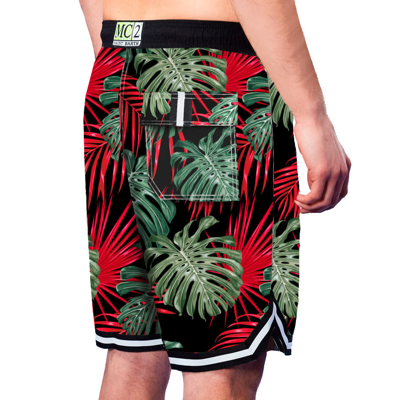 Mc2 Saint Barth Tropical Print Swim Shorts Surf Style In Black