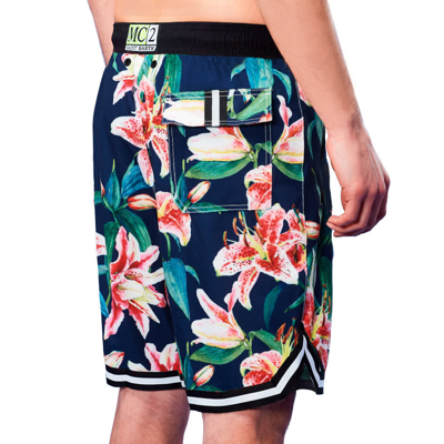 Mc2 Saint Barth Tropical Print Swim Shorts Surf Style In Blue