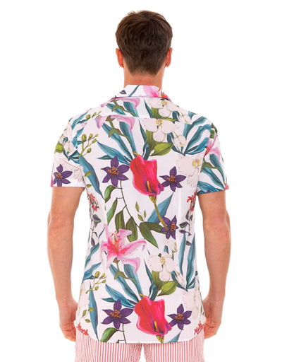 Mc2 Saint Barth Tropical Print Man Shirt In Multicolor
