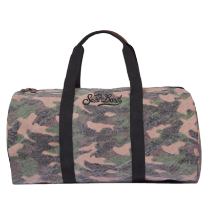 Shop Mc2 Saint Barth Travel Duffel Bag With Camouflage Print In Green