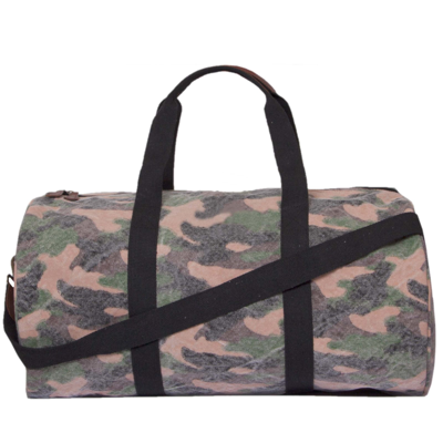 Shop Mc2 Saint Barth Travel Duffel Bag With Camouflage Print In Green