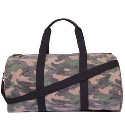 Mc2 Saint Barth Travel Duffel Bag With Camouflage Print In Green