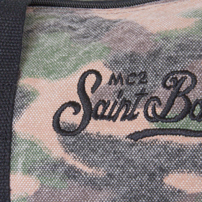 Shop Mc2 Saint Barth Travel Duffel Bag With Camouflage Print In Green