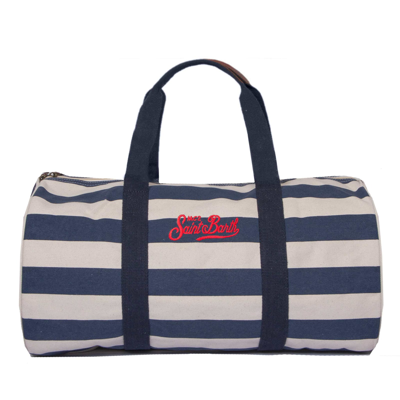 Shop Mc2 Saint Barth Travel Duffel Bag With Blue Stripes