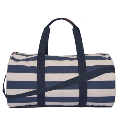 Mc2 Saint Barth Travel Duffel Bag With Blue Stripes In Blue
