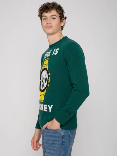 Shop Mc2 Saint Barth Man Sweater With Time Is Money Print In Green