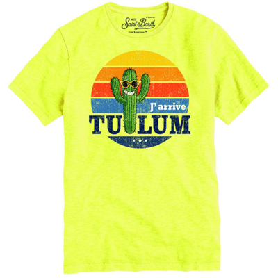 Shop Mc2 Saint Barth T-shirt Boy Cactus Tulum In Yellow