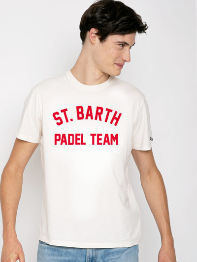 Shop Mc2 Saint Barth St. Barth Padel Team Print Man T-shirt In White