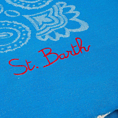 Mc2 Saint Barth Soft Jacquard Fouta Bandanna Print In Blue