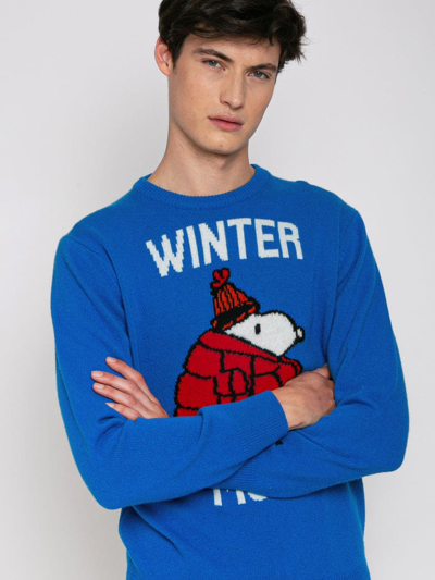 Mc2 Saint Barth Winter Mood Print Sweater In Blue