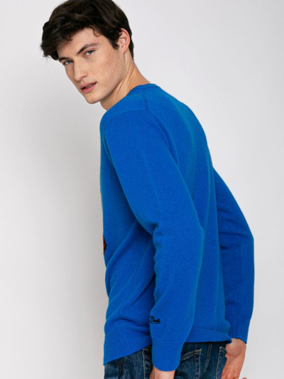 Shop Mc2 Saint Barth Snoopy Winter Mood Man Sweater Peanuts Special Edition In Blue