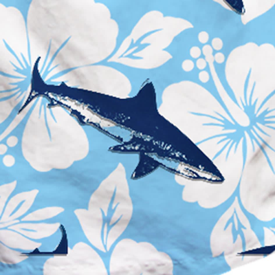 Shop Mc2 Saint Barth Sharks Velvet Print Mid-length Swim Shorts In Blue