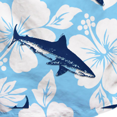 Mc2 Saint Barth Sharks Velvet Print Mid-length Swim Shorts In Blue