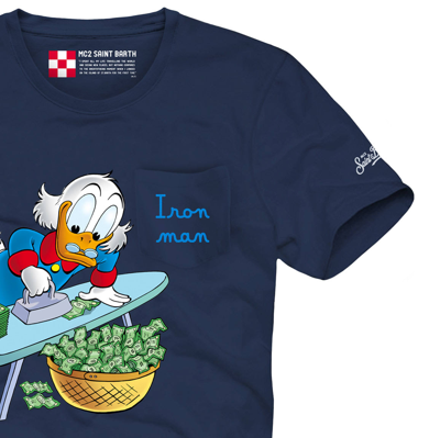 Shop Mc2 Saint Barth Scrooge Mcduck Printed T-shirt With Embroidery ©disney Special Edition In Blue