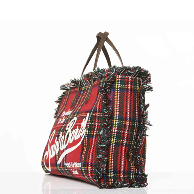 Shop Mc2 Saint Barth Vanity Wooly Red Tartan Shoulder Bag