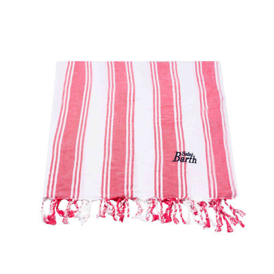 Shop Mc2 Saint Barth Red Striped Ultralight Cotton Towel In White