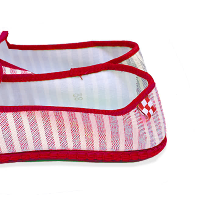 Mc2 Saint Barth Red Striped Canvas Slippers Friulane In Red