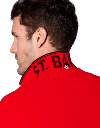 Mc2 Saint Barth Red Piquet Polo With St. Barth Check Logo In Red