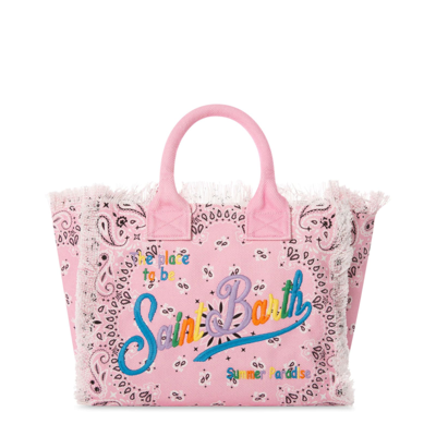 Shop Mc2 Saint Barth Pink Bandanna Print Cotton Canvas Bag