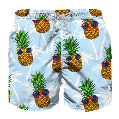 Shop Mc2 Saint Barth Pineapple Print Boy Swim Shorts In Blue
