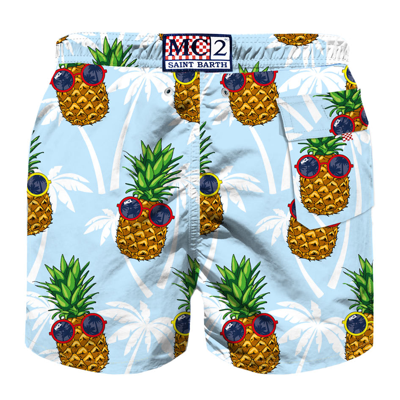Shop Mc2 Saint Barth Pineapple Print Boy Swim Shorts In Blue
