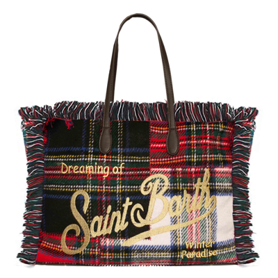 Shop Mc2 Saint Barth Vanity Wooly Patchwork Tartan Shoulder Bag In Multicolor