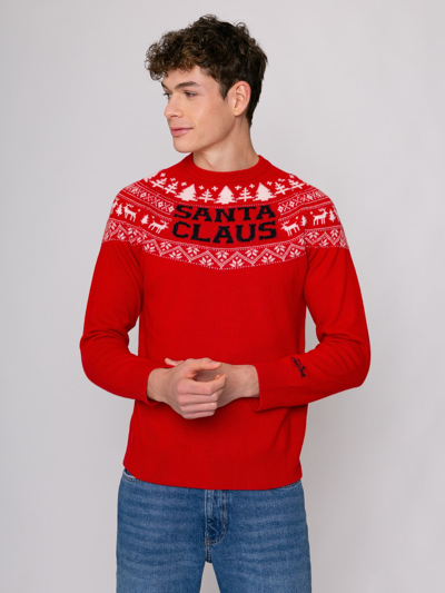 Mc2 Saint Barth Norwegian Style Man Red Sweater In Red