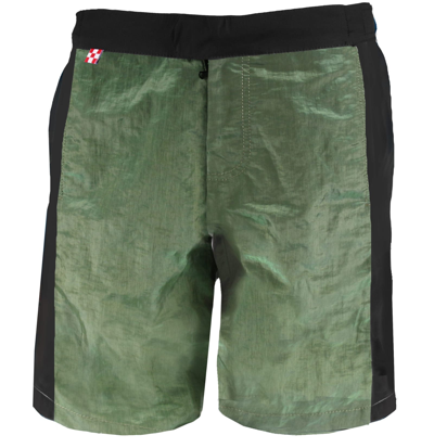 Shop Mc2 Saint Barth Military Green Swim Shorts With Contrast Lateral Band