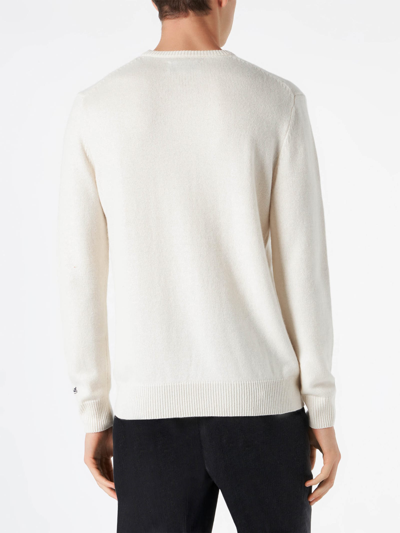 Mc2 Saint Barth Man White Sweater With Embroidery In White