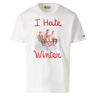 Mc2 Saint Barth Arnott Hate Winter Graphic T-shirt In White