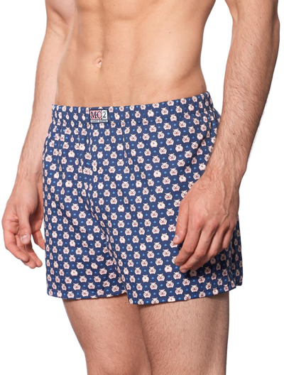 Mc2 Saint Barth Man Underwear Boxer Piggy Print In Blue