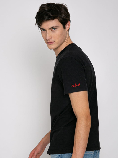 Mc2 Saint Barth Man T-shirt With Super G Embroidery Super G Special Edition In Black