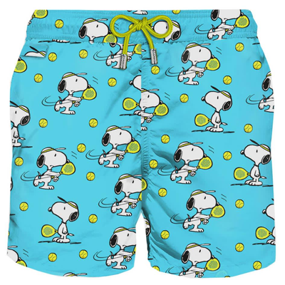Shop Mc2 Saint Barth Man Swim Shorts With Snoopy Print Snoopy - Peanuts Special Edition In Green